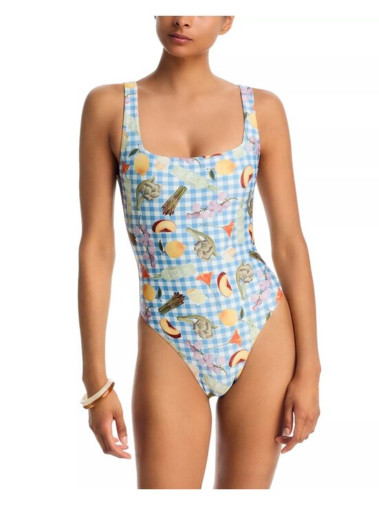 AQUA x Lisa Says Gah Other - NWT AQUA x Lisa Says Gah Printed One Piece Swimsuit Blue/White Size Medium